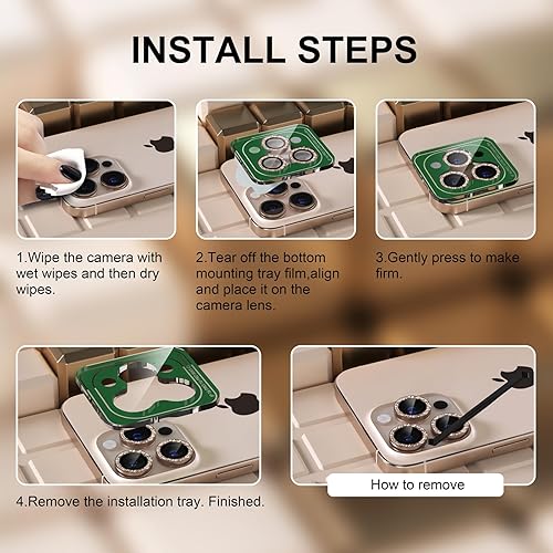 Miniatura 170 de Misea [3+1] Protector de lente de cámara para iPhone 14 Pro/iPhone 14 Pro Max, protector de pantalla de vidrio templado 9H, protector de pantalla