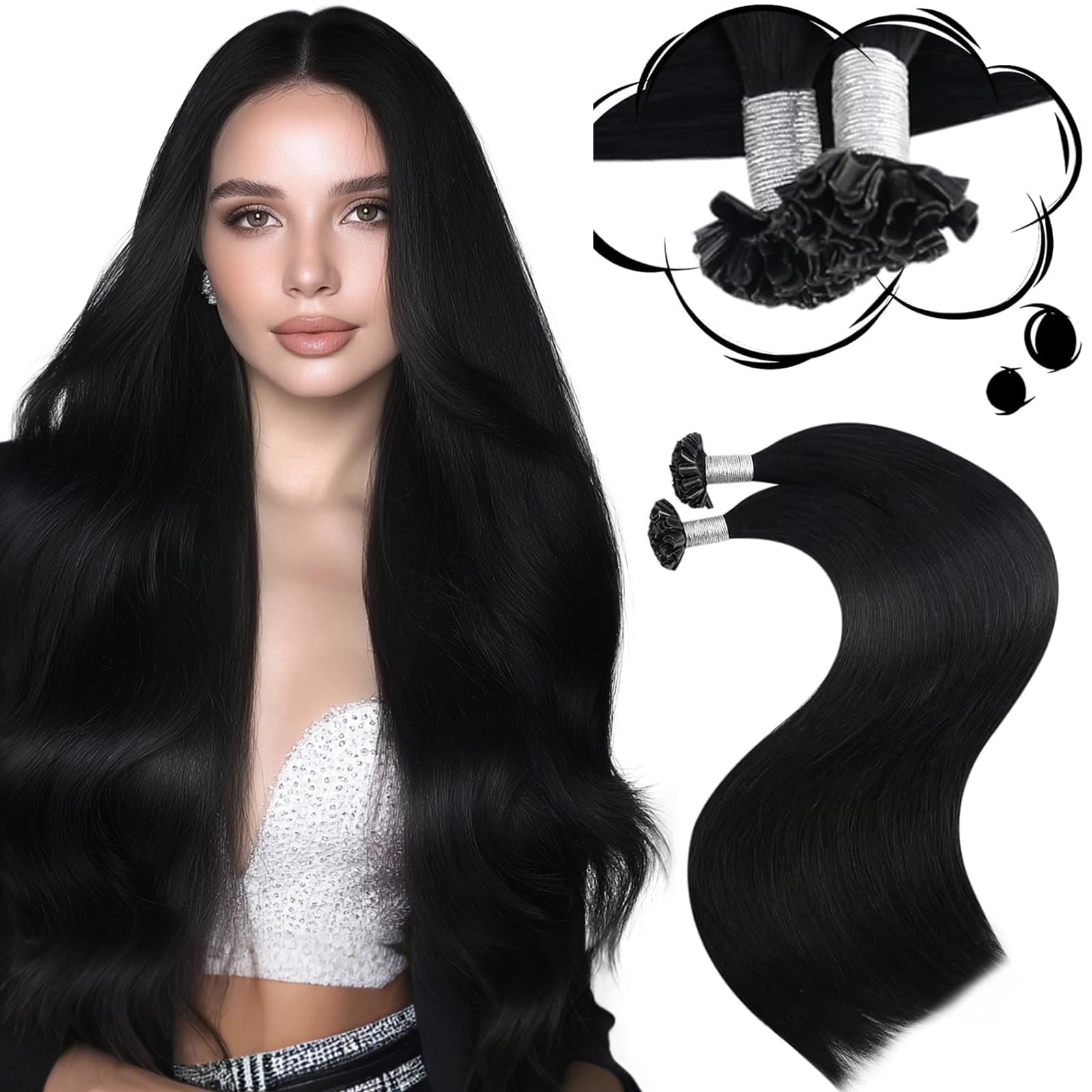 Moresoo Nano Hair Extensions Real Human Hair 16 Inch 50g/Pack Ash Blonde Highlight Nano Beads Hair Extensions Human Hair 1g/s Remy Straight Hair #P18/613 — view 51