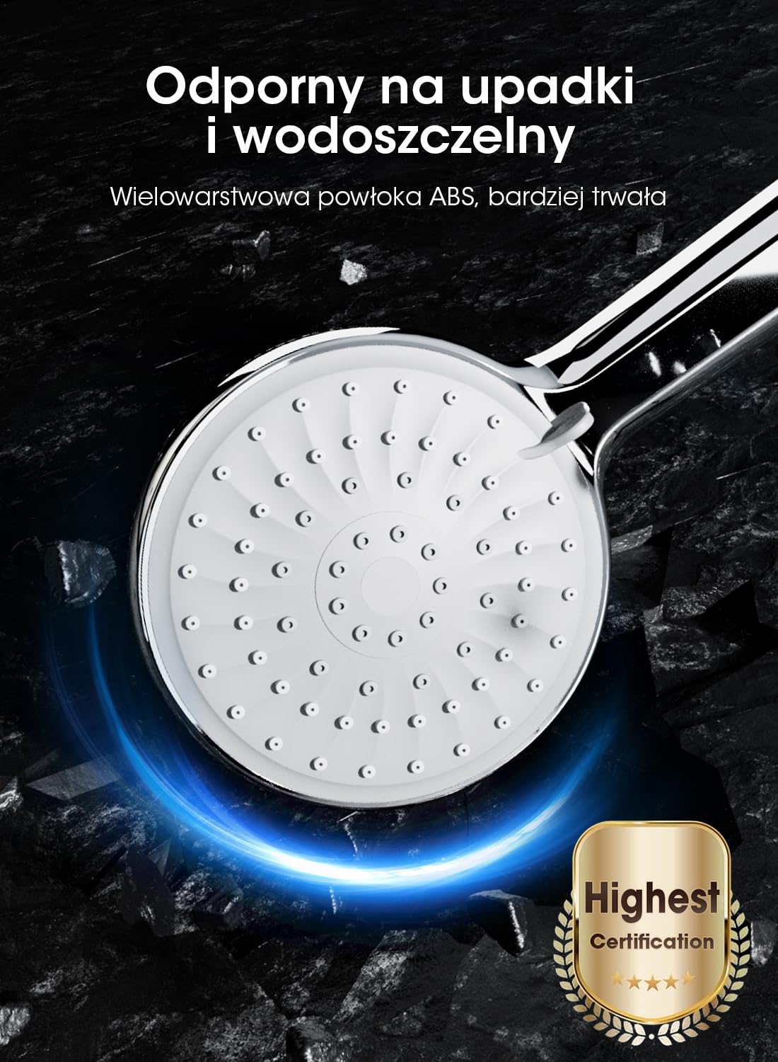 FASDUNT słuchawka prysznicowa oszczędzająca wodę z wężem 2 m, zwiększające ciśnienie, deszczownica, zestaw prysznicowy o pojemności 9,5 l/min, 40% oszczędności wody, słuchawka prysznicowa