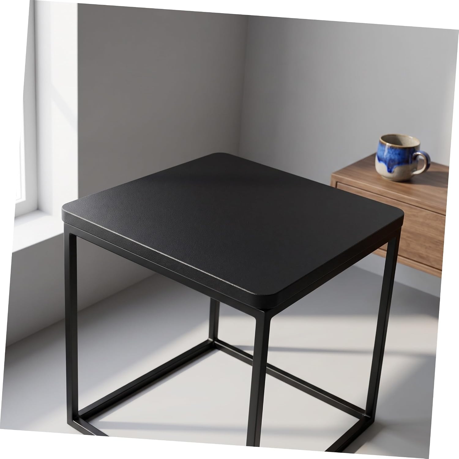 Replacement Square Table Top, 15.75 Inch Black Artificial Board