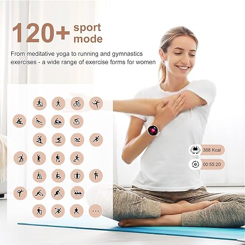 Miniatura 6 de Relojes inteligentes para mujer, rastreador de actividad física de 1.39 pulgadas con respuestahacer llamadasmonitor de sueñoIP67 impermeablemodo