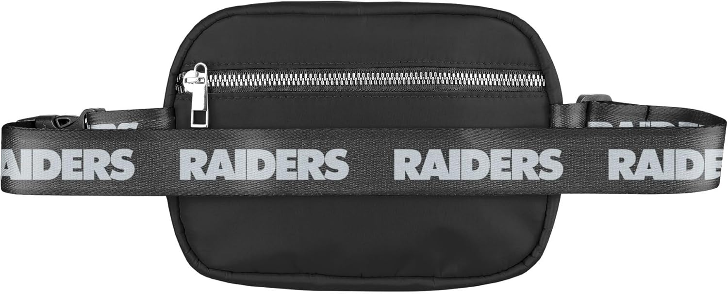 NFL FOCO Las Vegas Raiders Large Black Team Wordmark Crossbody Belt Bag Tote Purse