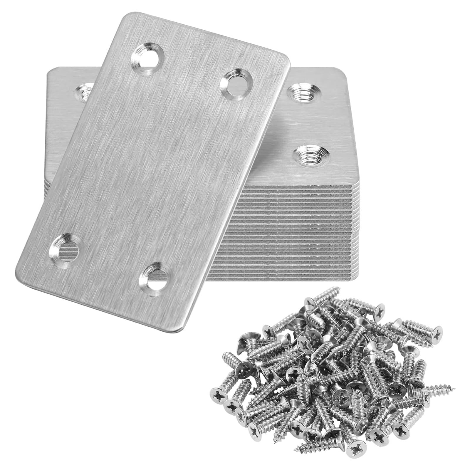 20Pcs Flat Mending Plate Metal Straight Brace Stainless Steel Fixed Angles Brackets Repair Joining Fixing Bracket Metal Straight Brace