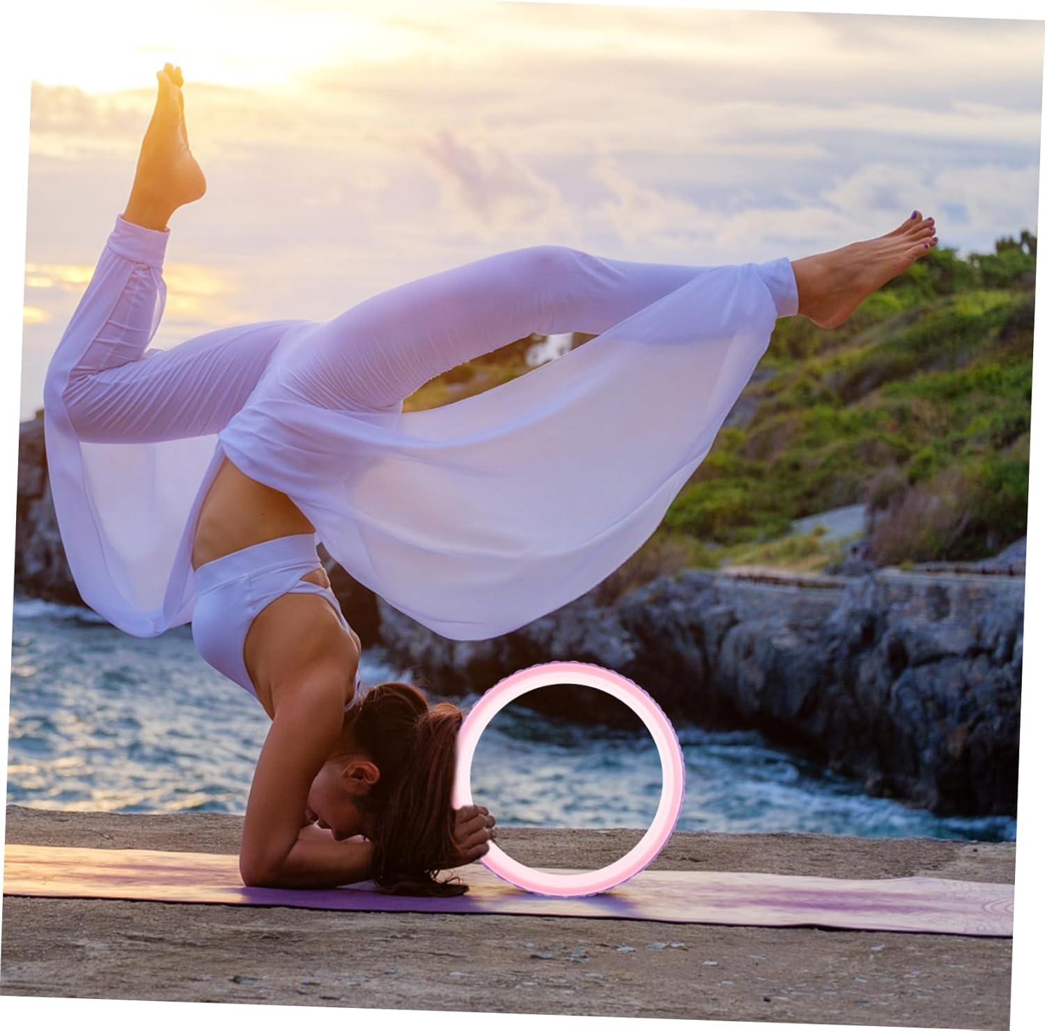 1pc Yoga Wheel for Sports Massage Massage Roller for Back Bending and Flexibility for Beginners Yoga and Pink Purple