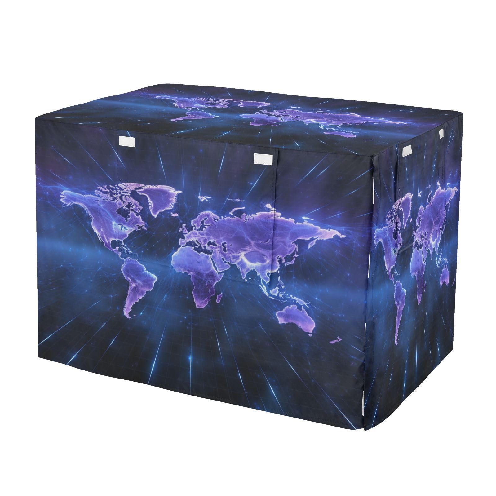 Housse de cage pour chien et chat étanche motif carte du monde bleu violet