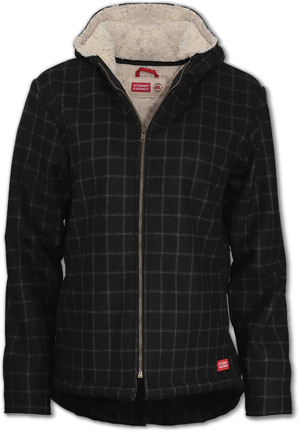 Stormy Kromer The Swallowtail Jacket, Plymouth Plaid, Size Large, Wool Blend w/Sherpa Lining, Dropped Tail Hem, Cozy Hooded Outdoor Style, Made in USA w/Globally Sourced Materials, Dry Clean Only