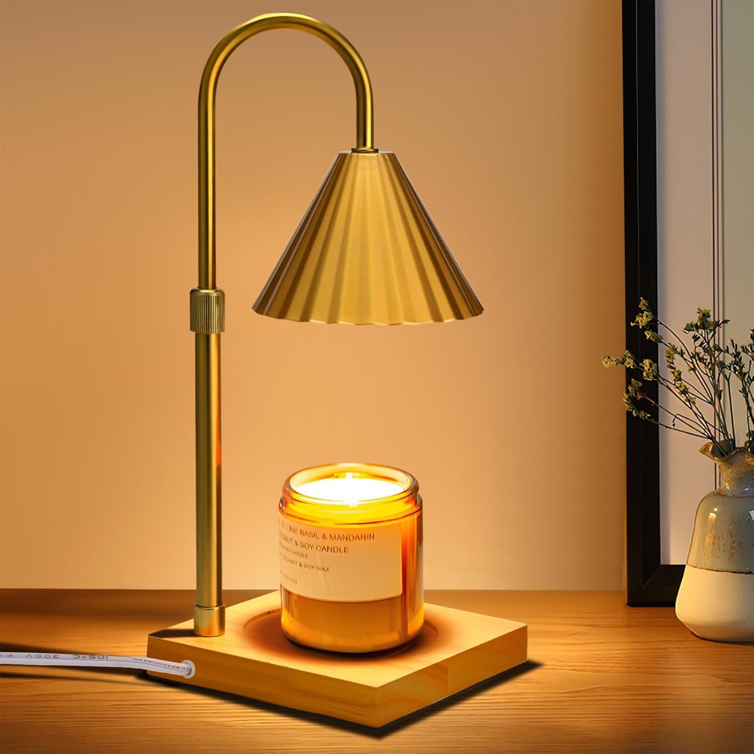 BestMal Candle Warmer Lamp, Dimmable Light Gold Electric