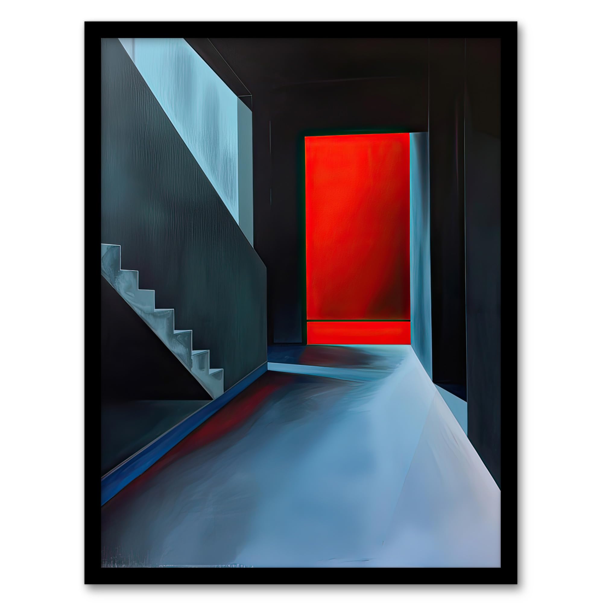 Artery8 Bauhaus Door Staircase Modern Artwork Living Room Artwork Framed Wall Art Print 18X24 Inch