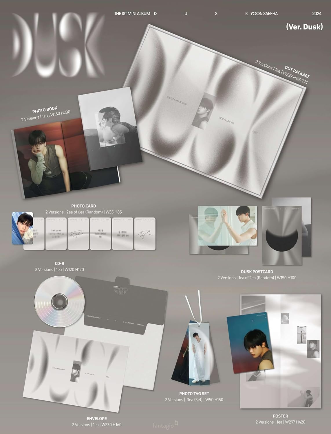 Dreamus Yoon Sanha (ASTRO) DUSK Album [DUSK + DAWN 2 ver. Full Album Set]+Pre Order Benefits+BolsVos Exclusive K-POP Inspired Digital Merches