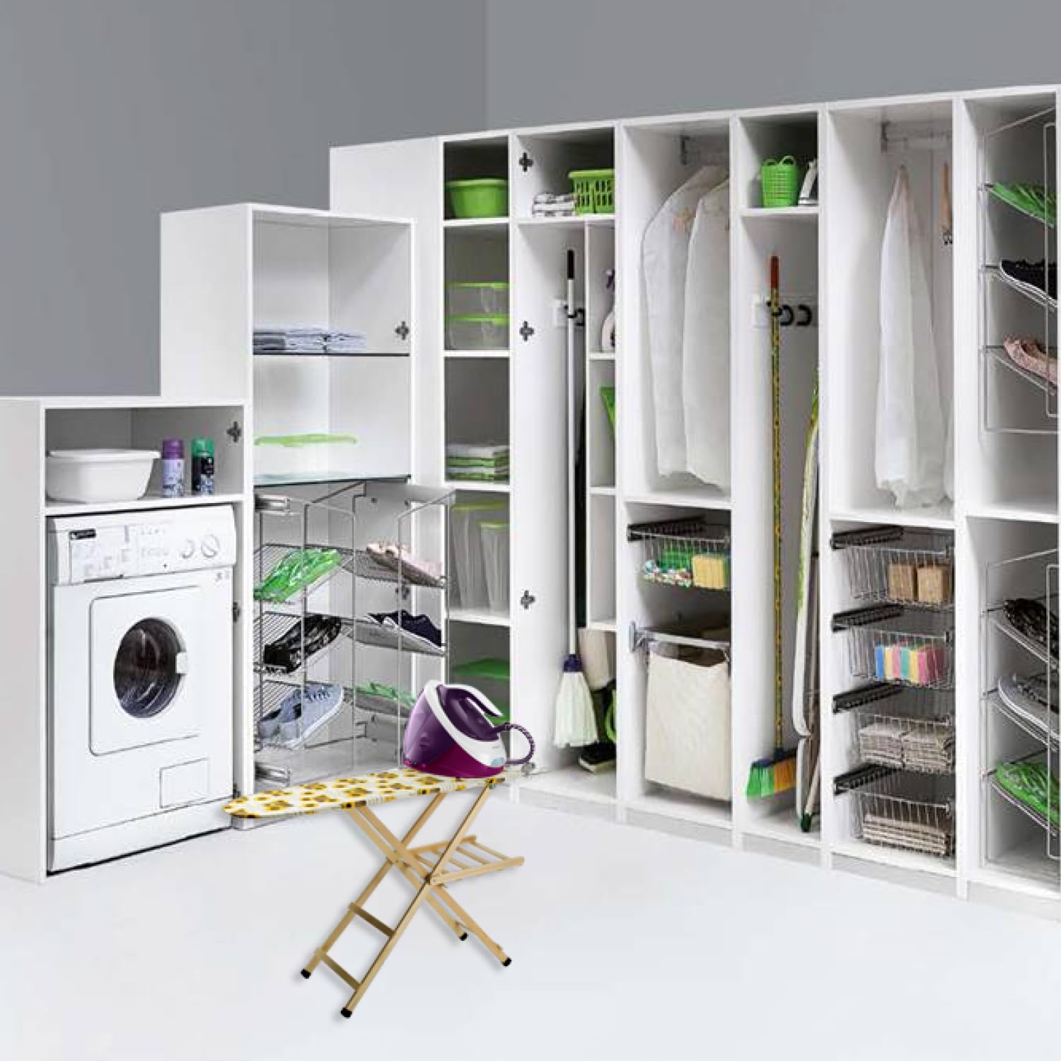 Sicignano Tavolo da Stiro in Legno Asse da Stiro Dimensioni 118x34x92h cm Regolabile in 3 Posizioni Pieghevole Leggero Porta Biancheria Porta Caldaia Made in Italy (Faggio Naturale)