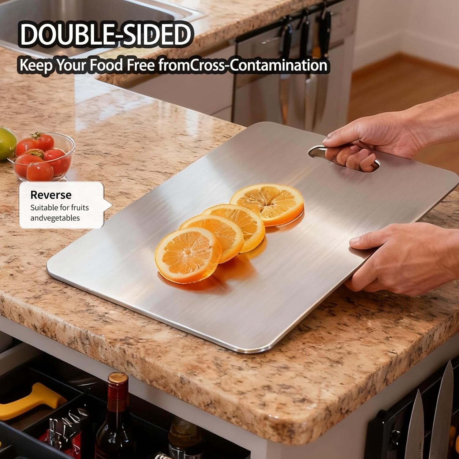 Titanium Cutting Board,100% Pure Titanium Cutting Boards for Kitchen, 2026 New Double Sided Food-Grade Chopping Board for Cutting Meat Vegetable Fruit (15"L x 11"W)