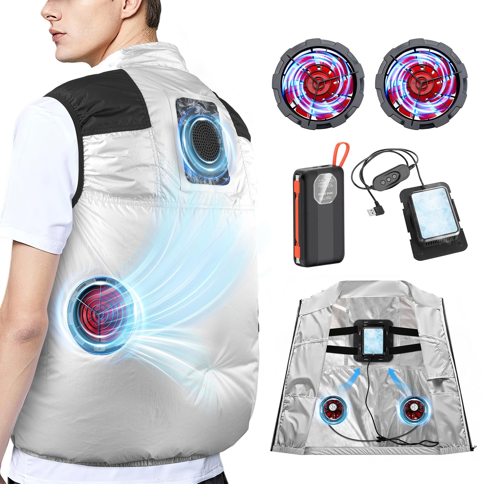 【暴風ファン+ ペルチェ素子+1秒速冷】 Ｍサイズ　空調作業服 Amazon | [Warmtals] 【2026夏業界独創 暴風ファン+ ペルチェ素子+1