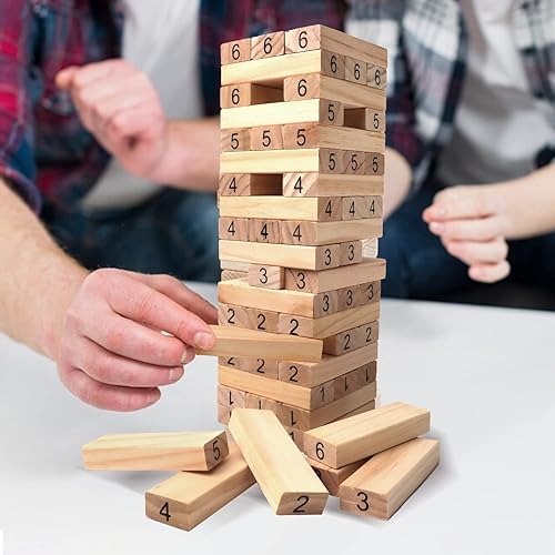 Miniatura 6 de GSE Games & Sports Expert Juego de madera de 54 piezas de madera mediana. Juego de madera para adultos y niños. Bloques de madera apilables,
