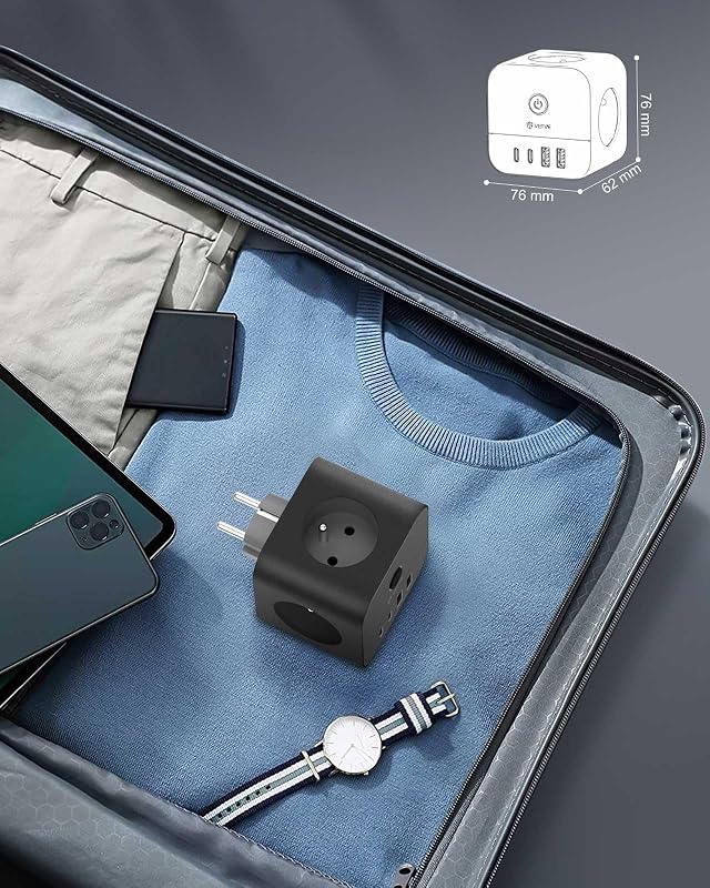VEFVE 70W USB-C Gyorstöltő Elosztó Kocka 7-in-1 Kapcsolóval - GaN III Technológia - Kompatibilis Laptopokkal, MacBook Pro, iPad, iPhone, Sam