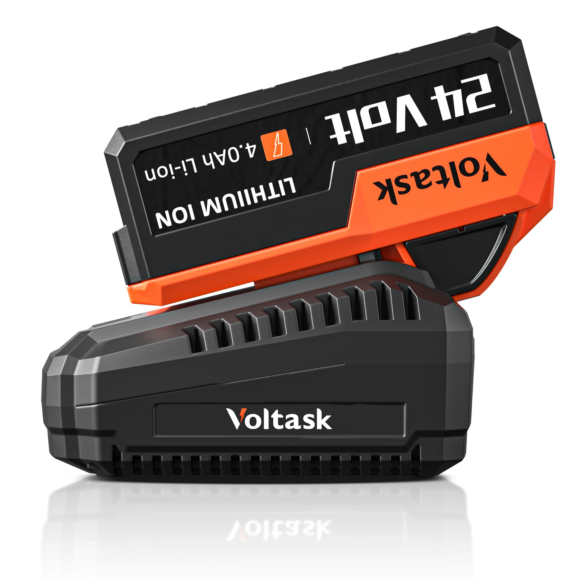 VOLTASK 24V 4.0-Ah Lithium iON Battery + 2.2A Rapid Charger for All 24V Cordless Snow Shovel