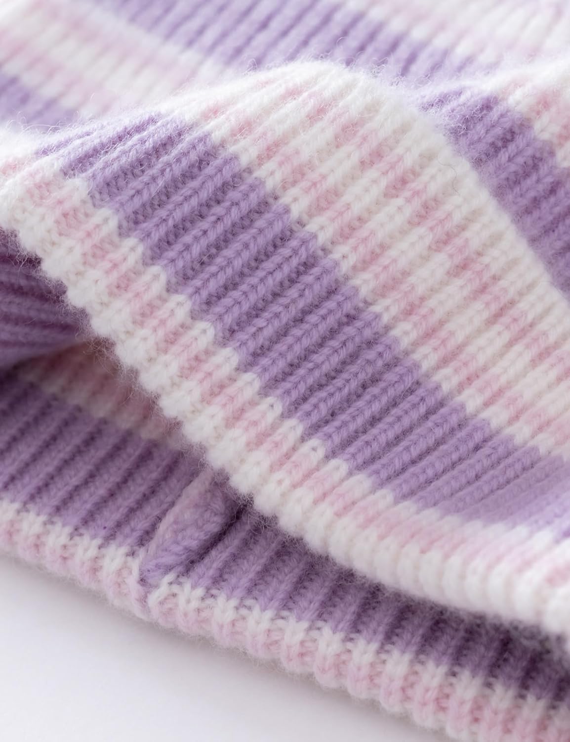 Cashmere Knitted Beanie Hat,Kids Striped Knitwear Cuffed Cap for Boys Girls Winter Hats Ski Toque PS375