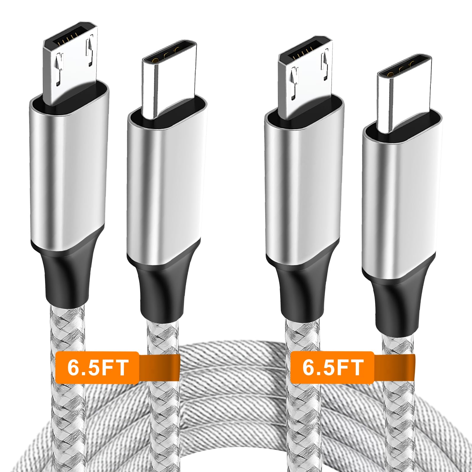 UCEC 2-in-1 USB C to Micro USB Cable, 6.5FT Braided Nylon, Type C to Micro USB Charging Cord for USB-C Devices, Tablet, Ca...