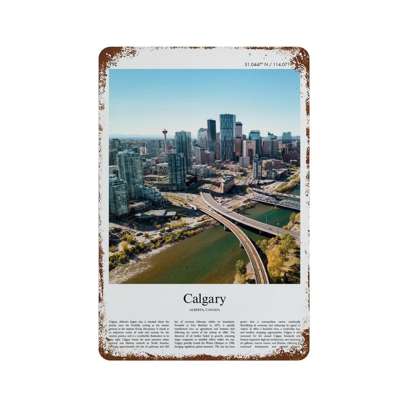 xiaoxiaoshen Calgary Alberta, Canada City Scenery Wall Decor Art Metal Tin Poster Modern Home Decor Art Home Bar Shop Decorations Vintage Sign 30x20cm