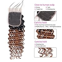 Vista 3 de Cabello humano virgen brasileño degradado 30 con cierre de encaje 4x4, 100% cabello virgen humano sin procesar, línea capilar prearrancada, cierre