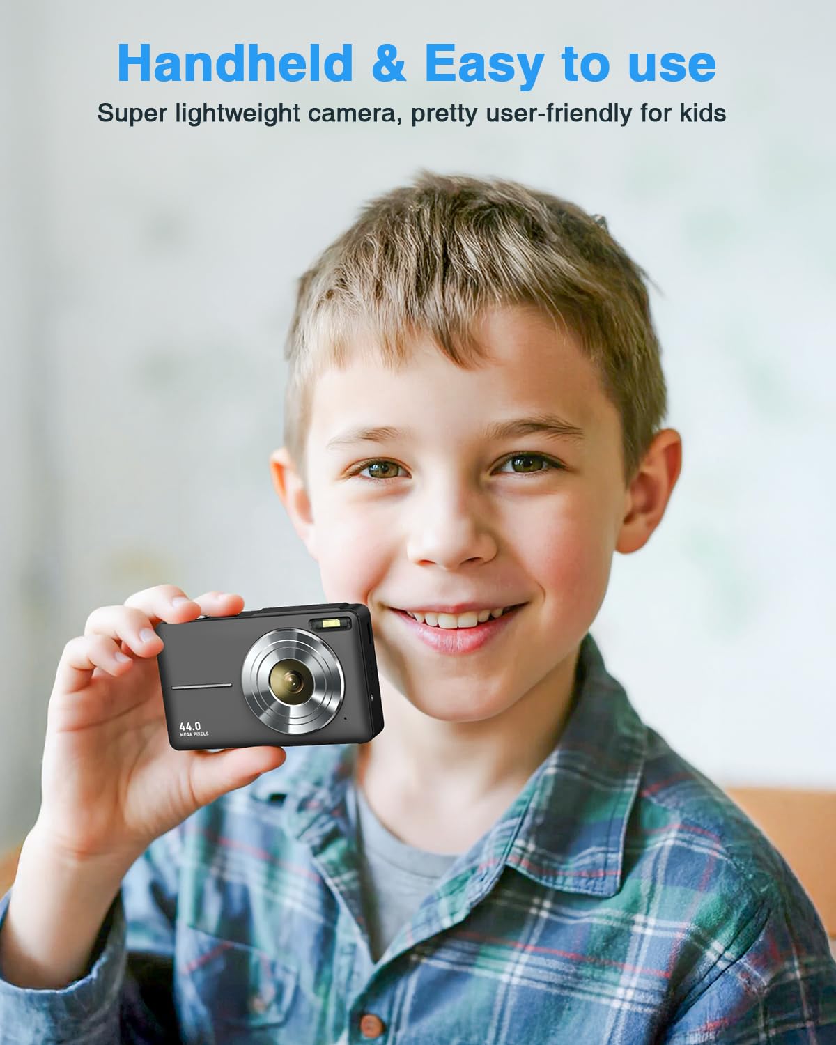 Digitalkamera 1080P 44MP 16X Digitalzoom für Kinder Jugendliche Studenten Schwarz