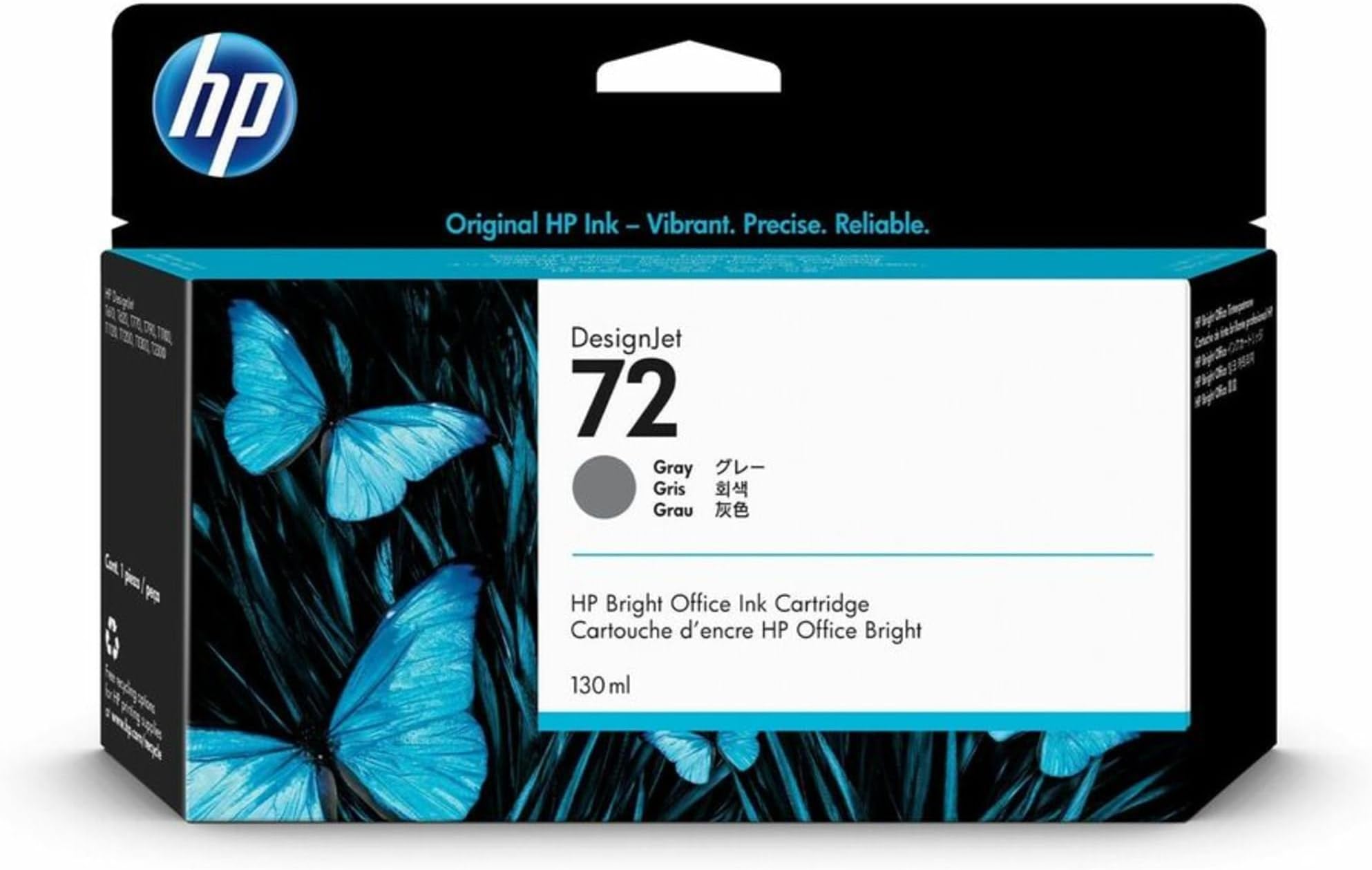 HP 72 C9374A Grey 130-ml Genuine HP DesignJet Ink Cartridge with HP Ink, for T2300 eMFP, T1300, T1200, T1120, T1100, T1100 MFP, T795, T790, T770, T620, T610 & T600 Large Format Plotter Printers