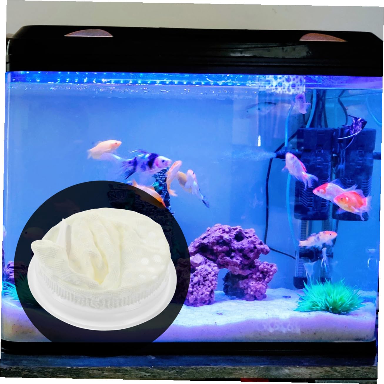 11 Stück Teiliges Aquarium filterbeutel Waben Design Wiederverwendbar Waschbar Kompatibel für Süß Salzwasser Aquarien Fischteich Wasserfilter