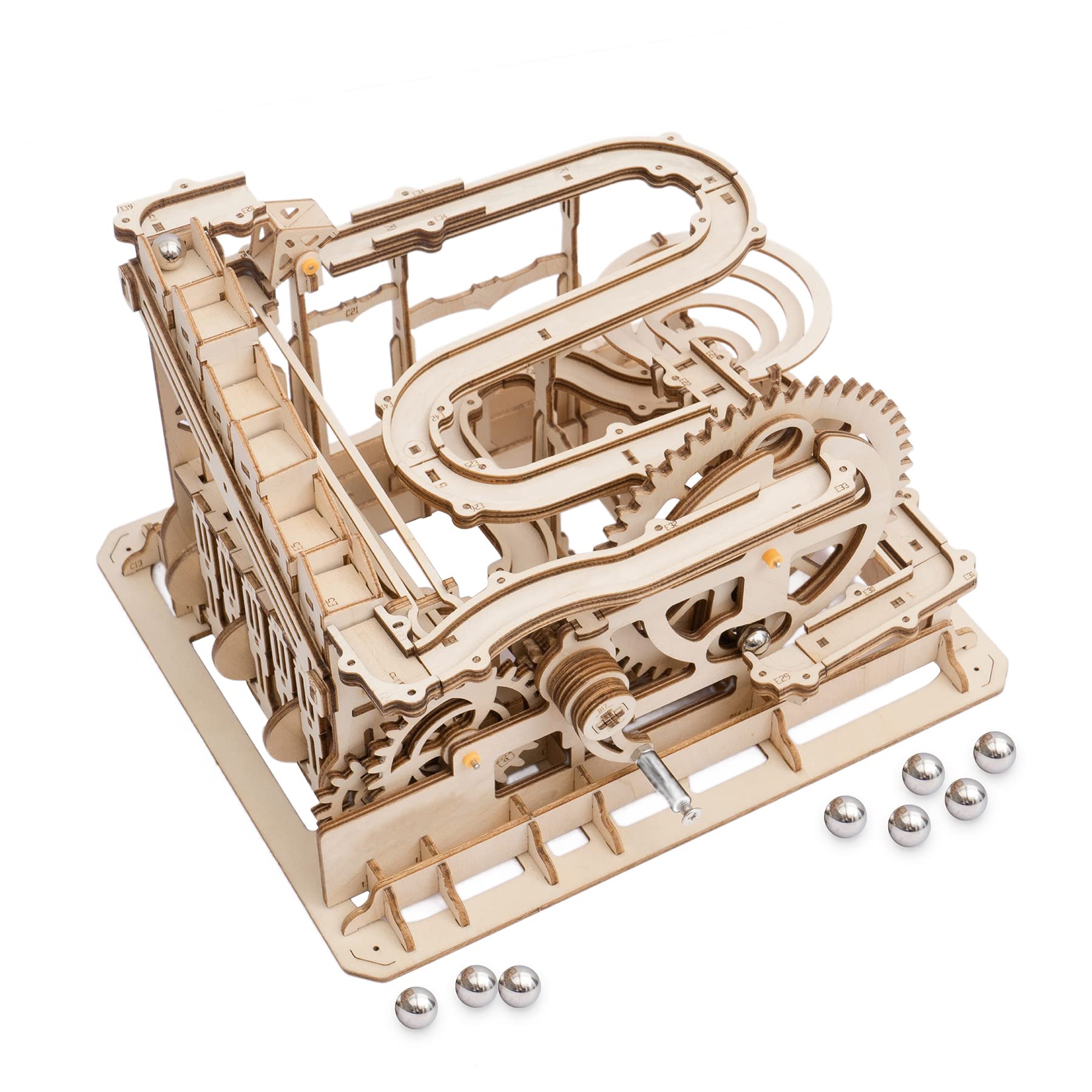 Robotime Marble Run Drewniana układanka, puzzle 3D, mechaniczny model do zbudowania, zestaw dla dorosłych