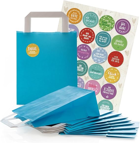 LogbuchVerlag 24 Blue Gift Bags Paper 18 x 8 x 22 cm Small Paper Bags
