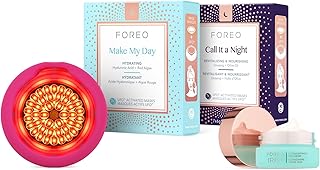 FOREO Hydrate & Brighten UFO - Juego de 3 luces LED, dispositivo de cuidado de la piel + 14 máscaras activadas por OVNI + crema iluminadora concentrada en C IRIS, 0.5 onzas, hidratante facial