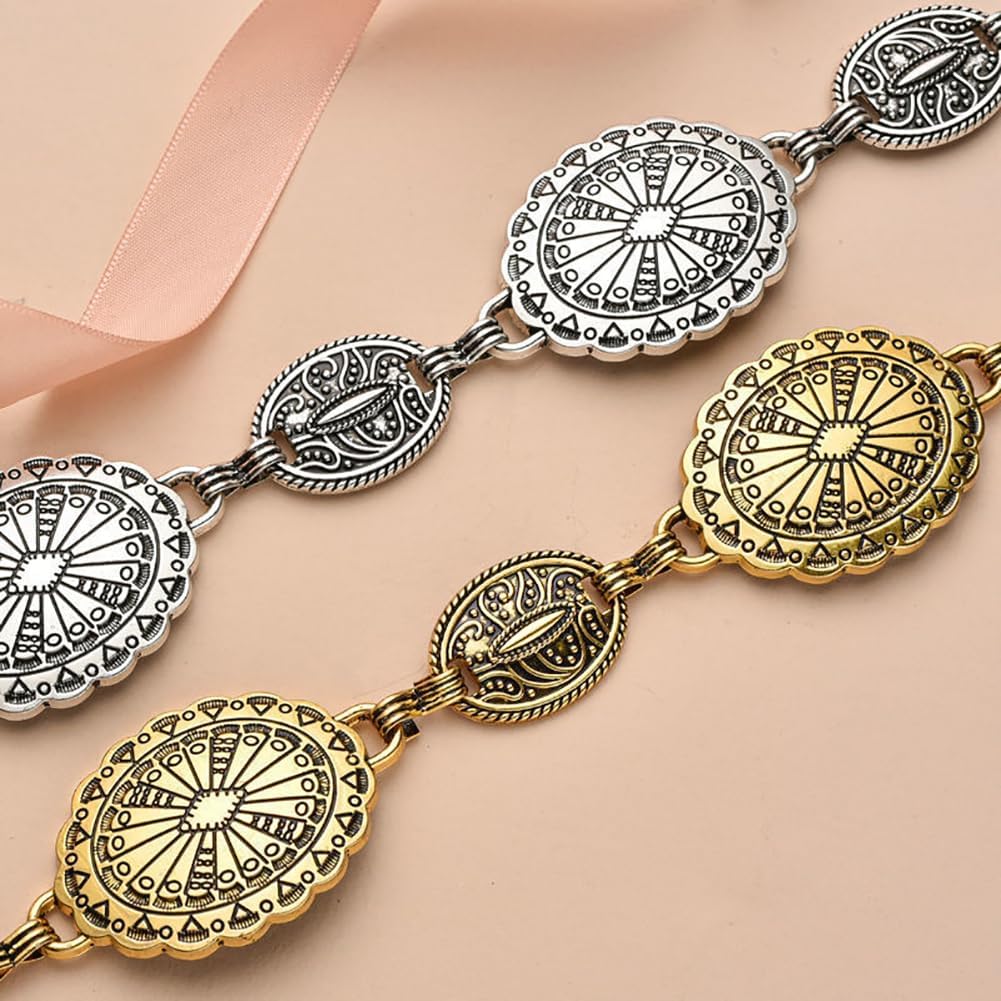 DTWAWA Western Cowgirl Chain Belts for Women Waist Links Adjustable Metal Boho Concho Belt for Dresses Jeans - Image 6