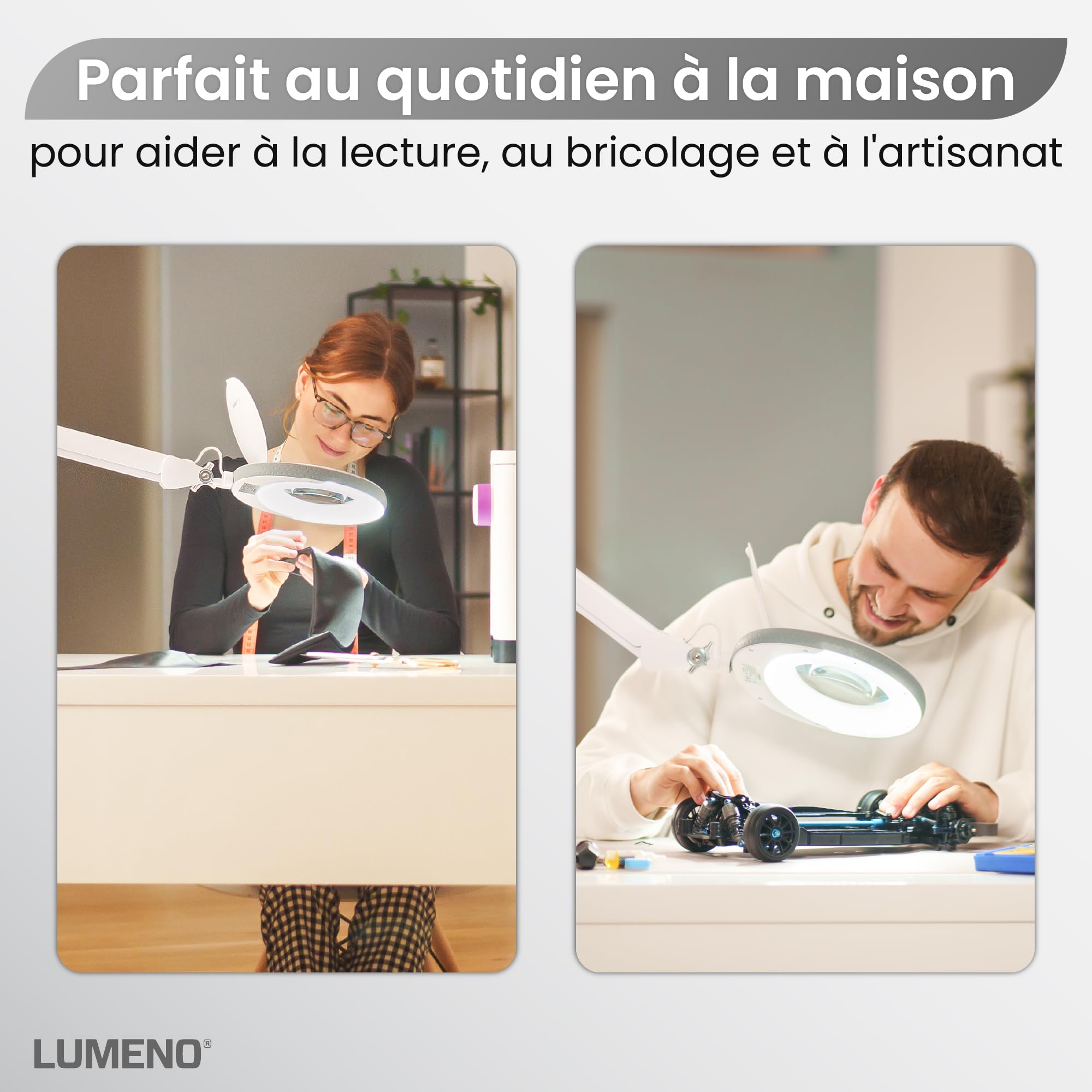 Lumeno LED Lampe loupe 7213SW avec lentille en verre 127 mm, 3 dioptries Noir