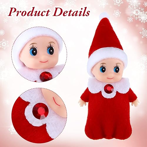 Miniatura 3 de Juego de 18 muñecas elfas pequeñas, 6 elfos de Navidad, 6 botellas de leche de elfo y 6 chupetes de elfo, mini muñecas coloridas de felpa lindas