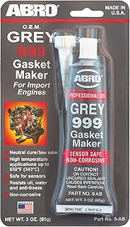 ABRO 999 RTV Silicone Sealant and Gasket Maker - 650 Degrees F, OEM Specified, Sensor Safe, Non-Corrosive, High Temp Silicone Sealant/Head Gasket Sealant Neutral Cure, Low Odor, 3 oz. Tube - Grey