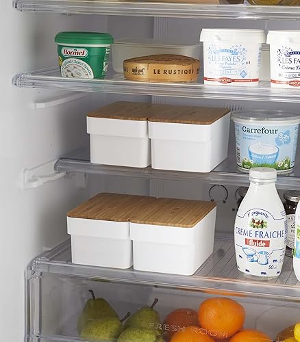 Miniatura 7 de Yamazaki Home Tosca - Caja de mantequilla para almacenamiento de alimentos para refrigerador o encimera con asa y tapa sellada, plástico + madera -