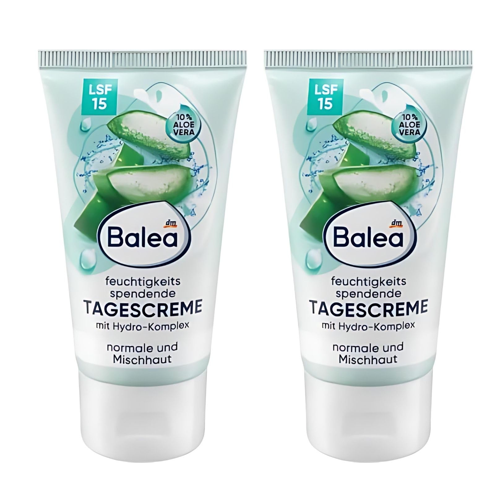 Balea Feuchtigkeit Gesichtscreme Tagescreme, 2x 50 ml,  Feuchtigkeitsspendende Mit Aloe Vera und Hydro-Komplex, LSF 15 : Amazon.de:  Kosmetik