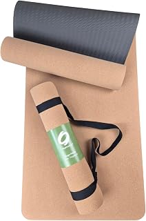 Kork Yogamatte rutschfest | inkl. Tragegurt | 183x61x0,5cm | extra dick & breit | Öko Gymnastikmatte & Fitnessmatte | schadstofffrei für Yoga, Pilates, Home Workout