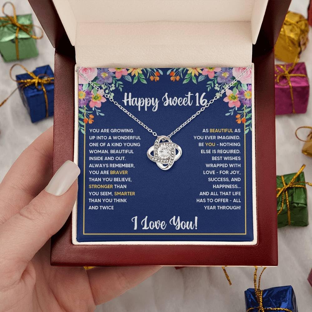 FG Family Gift Mall Sweet 16 Gifts For Girls, 16th Birthday Gifts For 16 Year Old Girl, Bday Card Gift Ideas Necklace with Message Card and Gift Box
