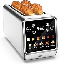 Keenstone Toaster 4 Slice, Digital Smart Toaster with TouchScreen, Memory Function, Single Slot Toasting, Timer, Reheat & Defrost for Bagels, Bread, Waffles, Muffin, Stainless Steel Kitchen Essentials