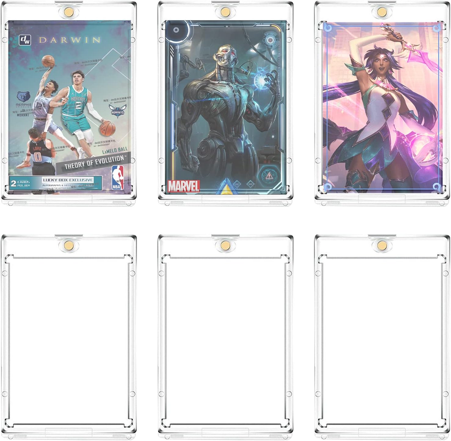 Trading Card Sleeves Magnetic Holder Hard Card Sleeves: HOMURY 6 Pcs Card Holder 35PT Cards Frame Card Sleeves Protective Cards UV Protection Card Sleeves Protective Cases Card Storage