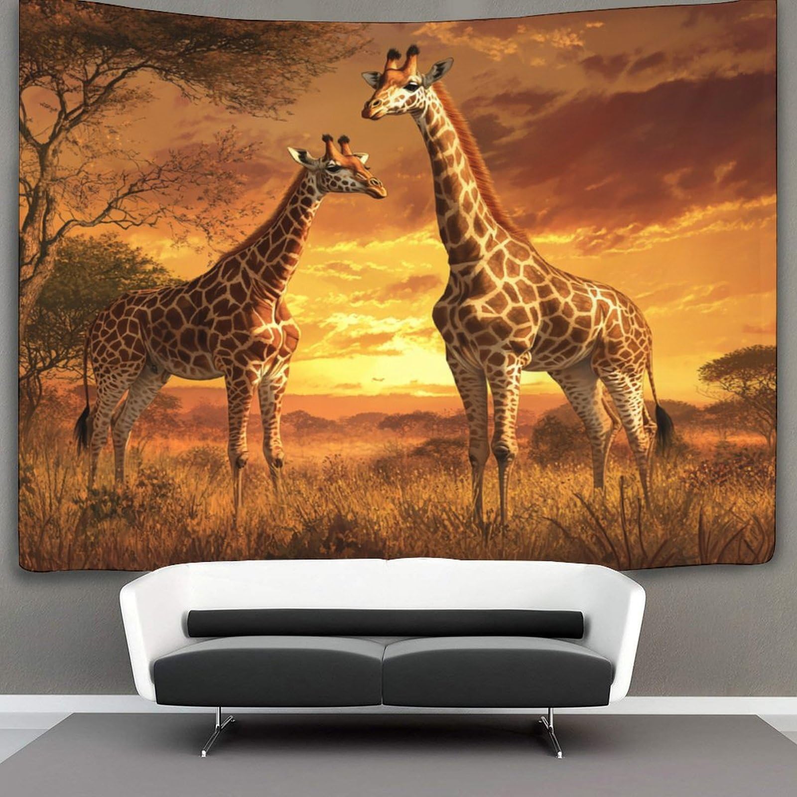 Kaiyun Style Beautiful African Savannah Tapestry Wall Hanging Two Majestic Giraffes Art For Bedroom Living Room Dorm Decor 70Cmx100cm