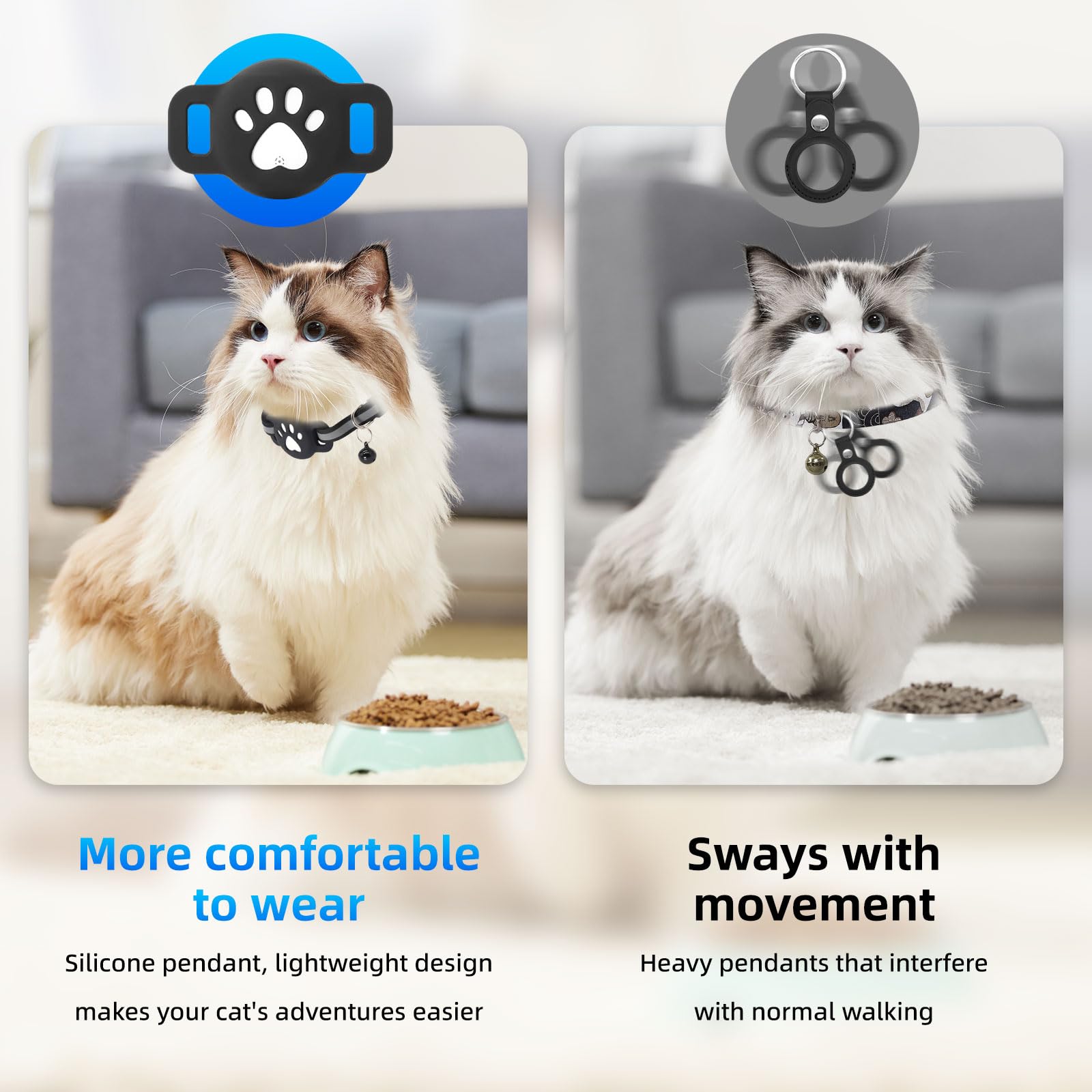 Localizzatore GPS per gatti, mini tracker senza ABO per gatti (solo Android), con collari catarifrangenti, impermeabile IP68, compatibile con Google Find My Device