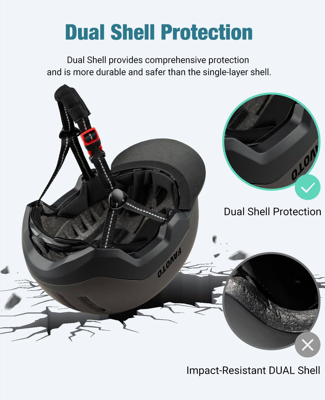 Favoto Casco da Bicicletta Urbano con Visiera - Tecnologia Double Inmould Caschi da Scooter Leggero per Adulti Certificato CE Regolabile L 57-61cm