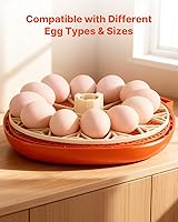 Vista 6 de VEVOR Incubadora de 12 huevos, girador automático de huevos con vela LED, control de temperatura y humedad, ventana transparente de visión de 360°