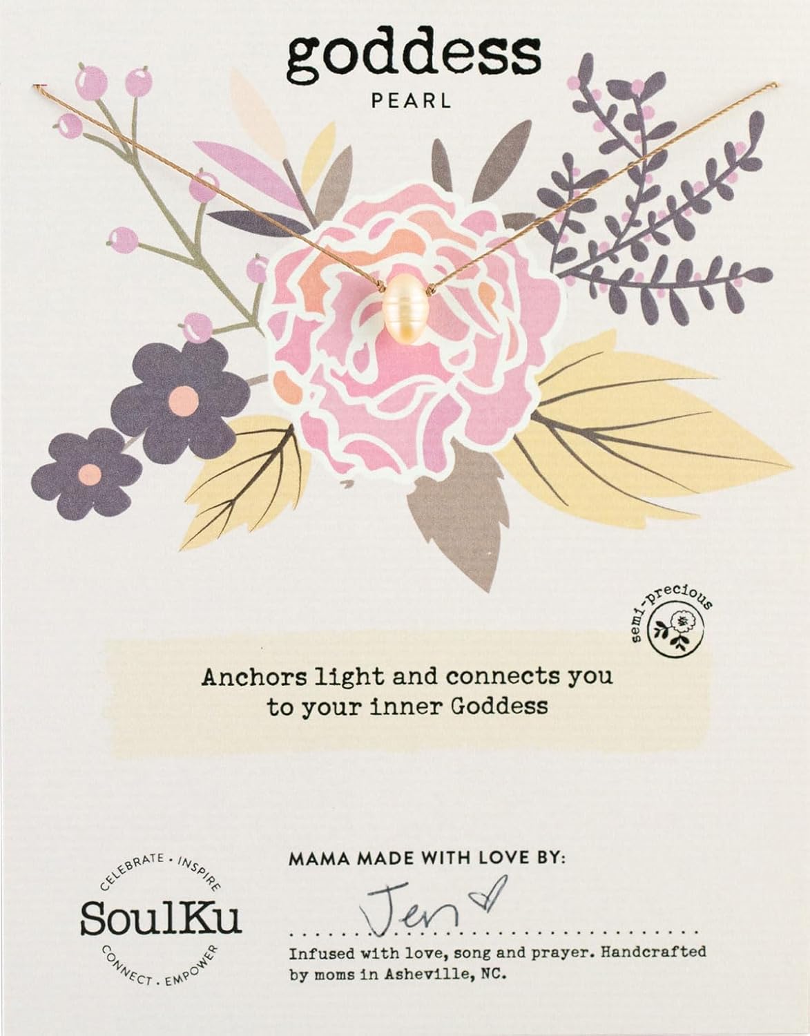 SoulKu Handcrafted Necklace, Empowerment Jewelry With Healing Crystal, Inspirational Jewelry For Women, Mom & Sister Gifts, 2" Extender With Lobster Clasp, 16" Nylon Cord - Image 2