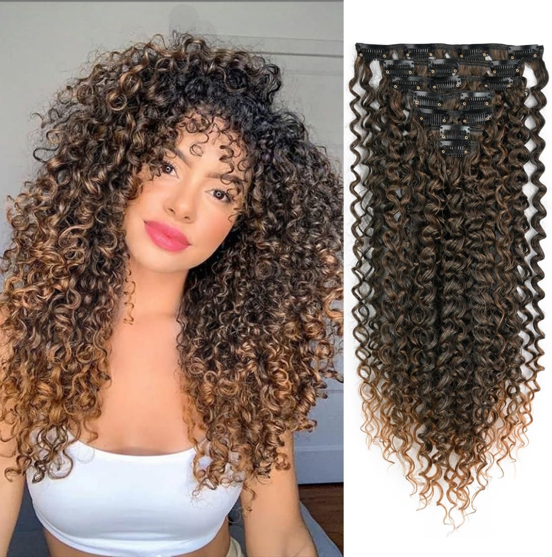 Amazon.com : UAmy hair Water Wave Clip in Hair Extensions for Women 18 ...