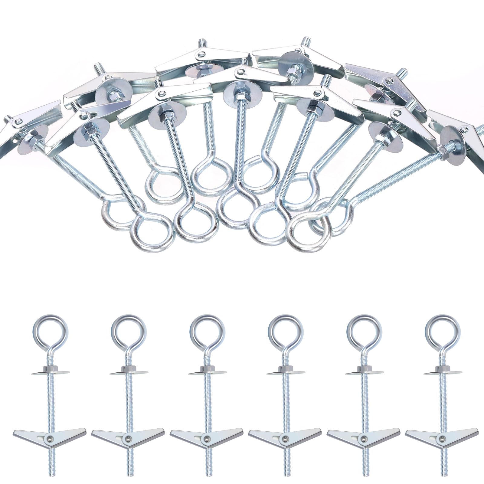 GLARKS 15pcs M5 O-Shaped Eye Bolt Toggle Anchors Set for Drywall, Toggle Bolts, Butterfly Anchors, Spring Toggle Wing Bolts for Ceiling, Sheetrock, Hollow Wall
