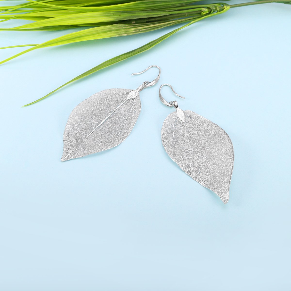 Orecchino penzolare da donna, orecchino naturale a goccia di foglie per ragazze Orecchino anti-allergia Orecchini in oro o argento dell'acciaio inossidabile