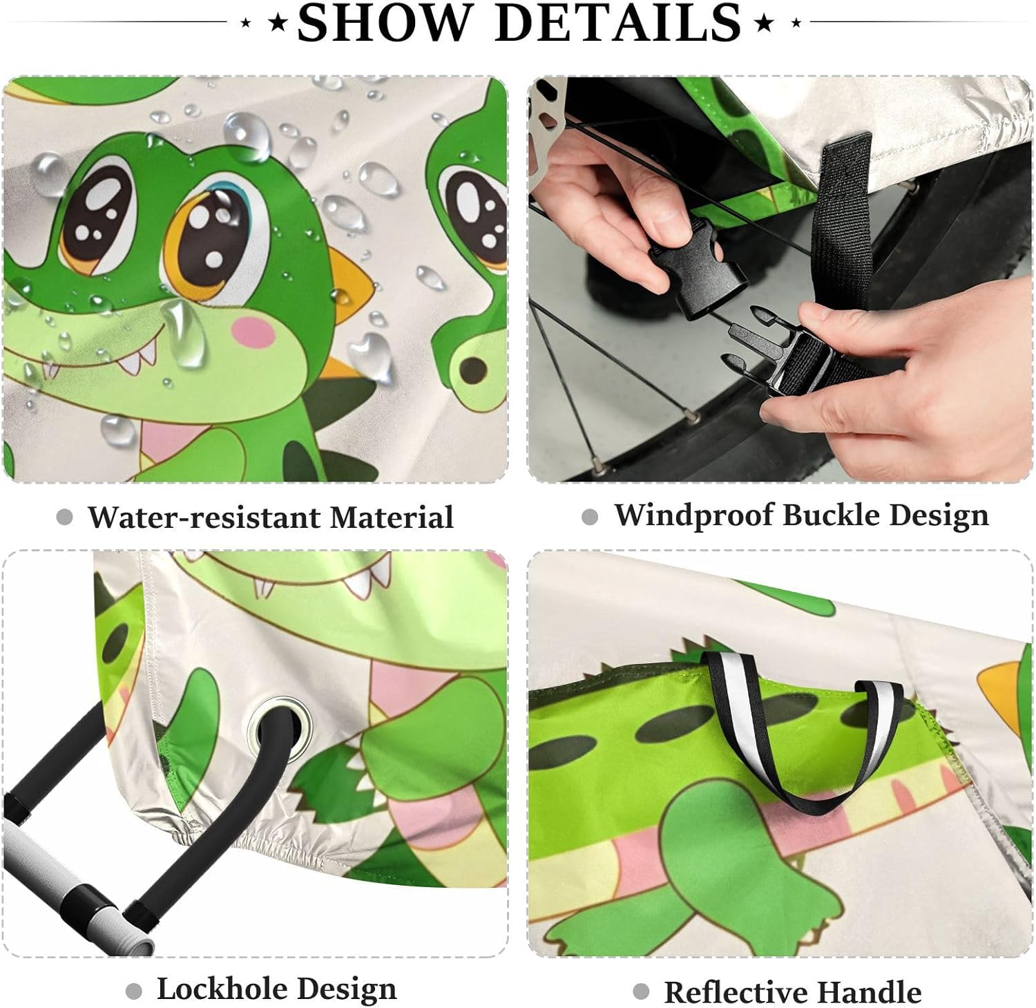 ALAZA Crocodile Cartoon Animal Bike Cover Waterproof Outdoor Ebike Bicycle Covers Tarp Protection for 1/2 Bikes, Sun UV Dust Wind Proof