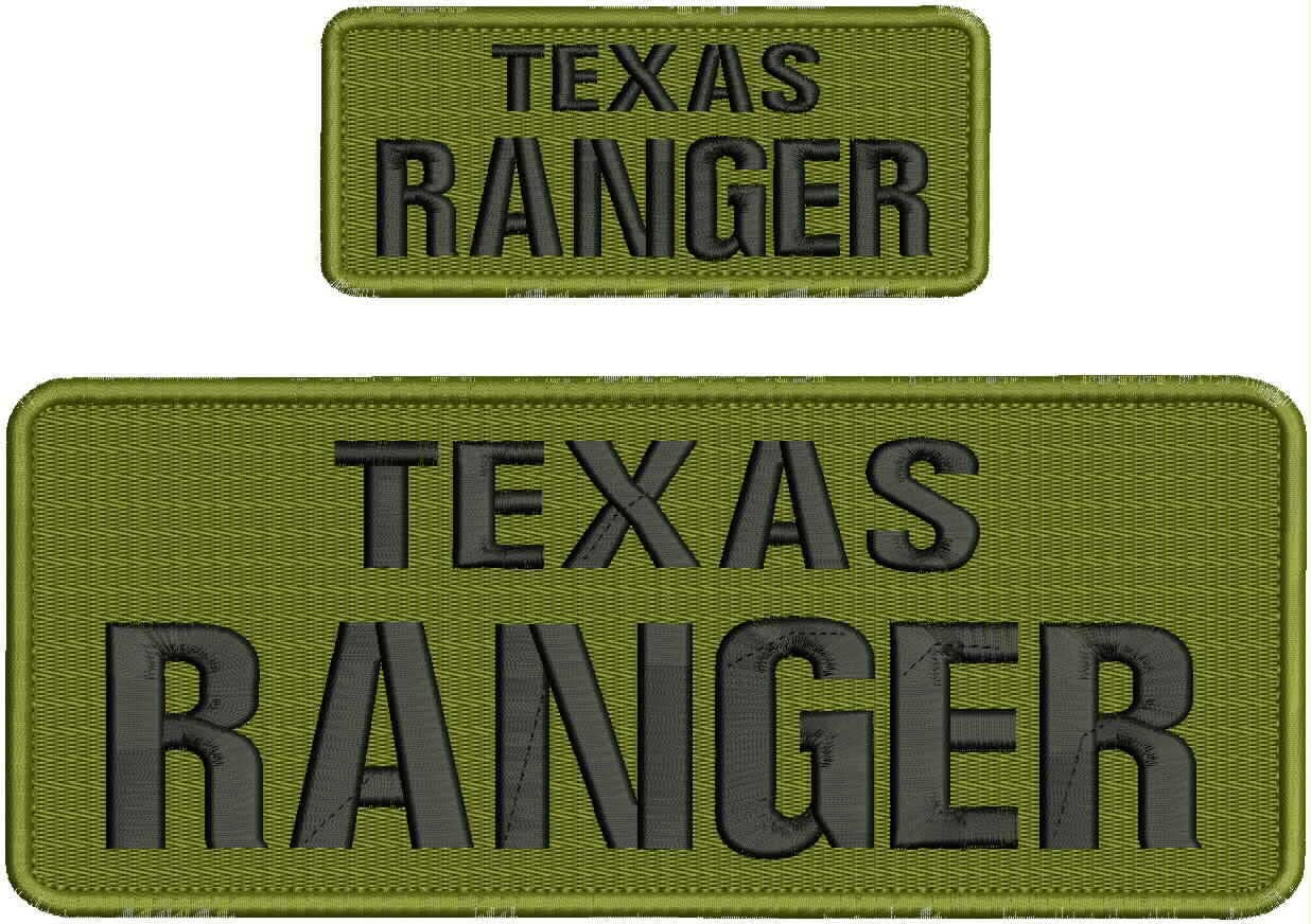 Special Patches for Velcro Patches for Uniform for Texas Ranger Embroidery Patches 4x10 and 2x5 Hook ON Back Black Green Model-Q-X988-1361