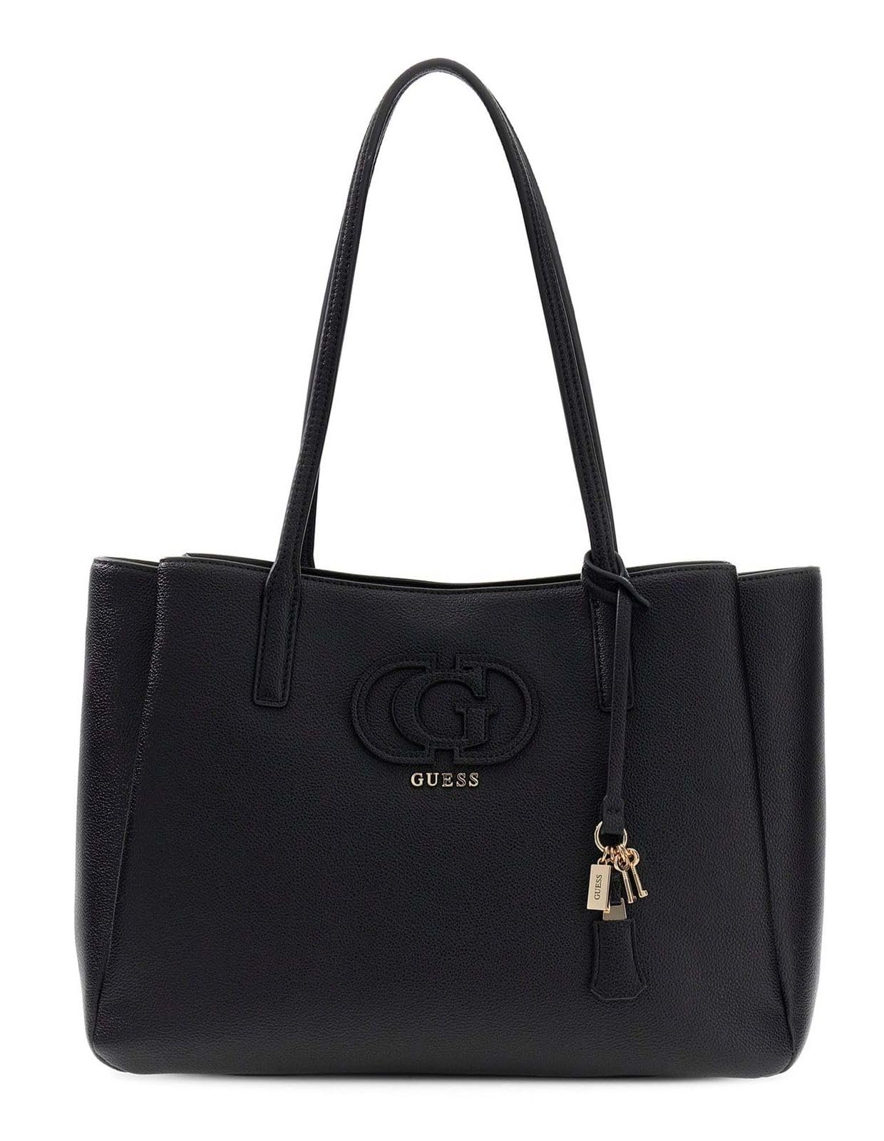 GUESS bolso de hombro bolsa de ordenador portátil con compartimento para portátil Isola Multi Compartment Tote Black negro